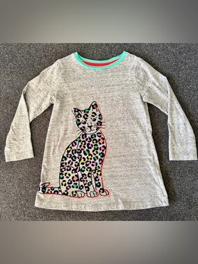 Mini Boden Gray Long-Sleeve Cat tunic 6 years (116 cm)